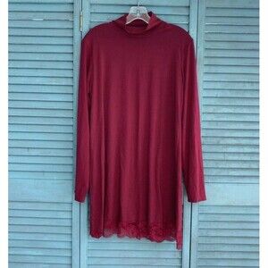 Leadingstar Turtleneck Dress ~ Sz M ~ Burgundy ~ Long Sleeve ~ Knee Length
